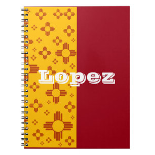 Vertical Stripes Zia Sun Red Yellow New Mexico Notebook