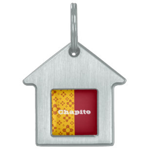Vertical Stripes Zia Sun Red Yellow New Mexico Pet ID Tag