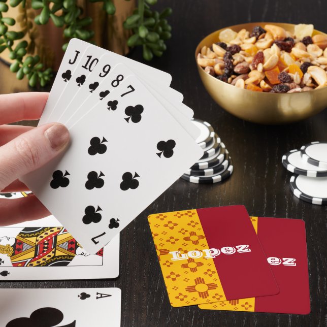 Vertical Stripes Zia Sun Red Yellow New Mexico  Poker Cards (In Situ)