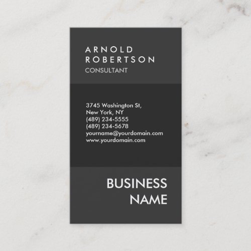 Vertical Stylish Grey Professional Business Card