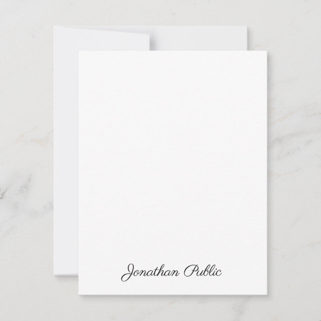 Vertical Stylish Hand Script Text Personalized Note Card (Front)