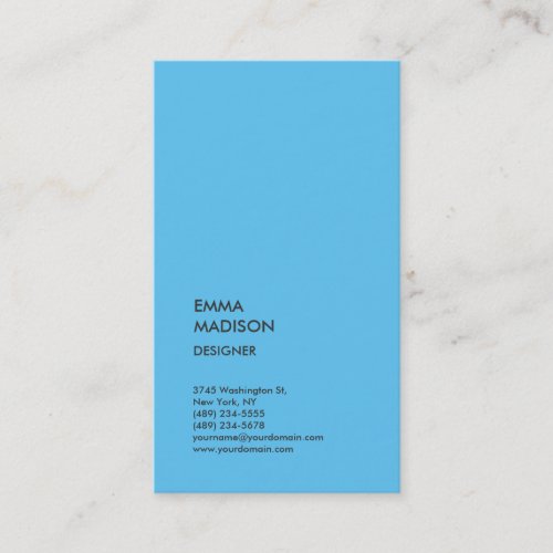 Vertical Stylish Professional Minimalist Blue Business Card