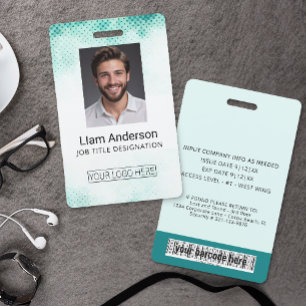 Vertical Teal Gradient Employee ID Badge