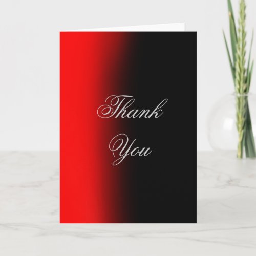 Vertical Thank You Red Black Script Greeting Card