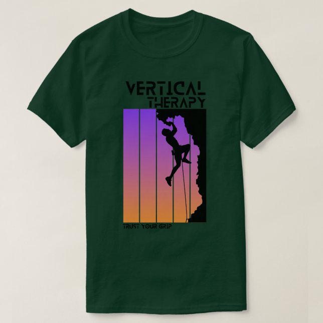 Vertical Therapy Trust your grip Climbers Climbing T-Shirt (Design Front)