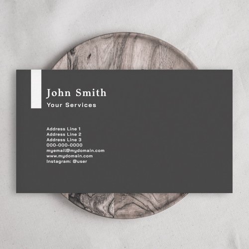 Vertical Thick Line Ultra Minimalist Black Business Card