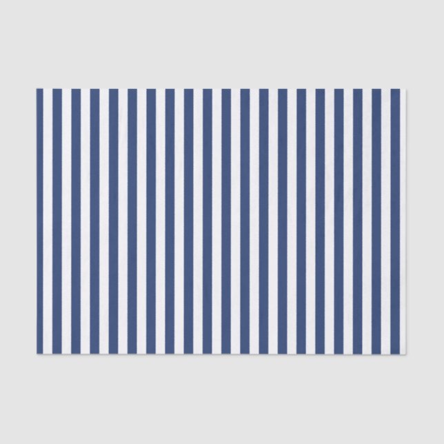 Vertical Thin Navy Stripes Tissue Paper (Front)