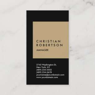 Vertical trend standard beige black business card