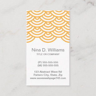 Vertical trendy pale orange Japanese wave pattern Business Card
