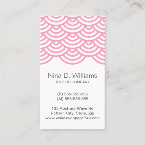 Vertical trendy pink Japanese wave pattern Business Card
