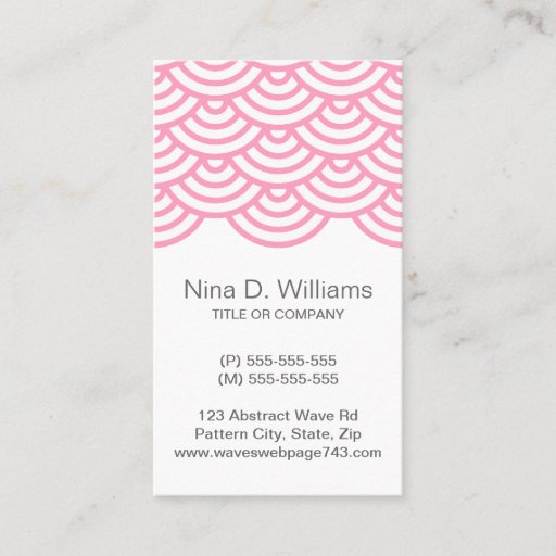 Customizable Vertical trendy pink Japanese wave pattern Business Card
