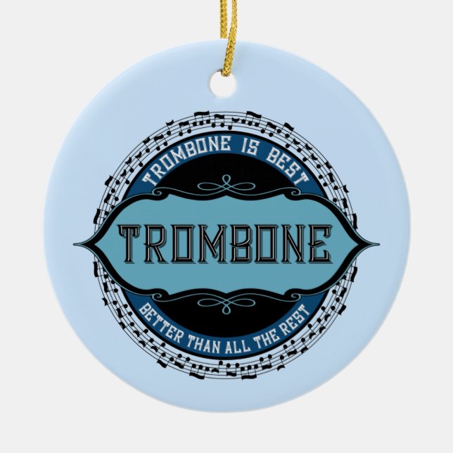 Vertical Trombone Ceramic Ornament (Front)