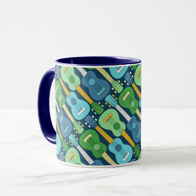 Vertical Ukulele Pattern Mug (Front Left)