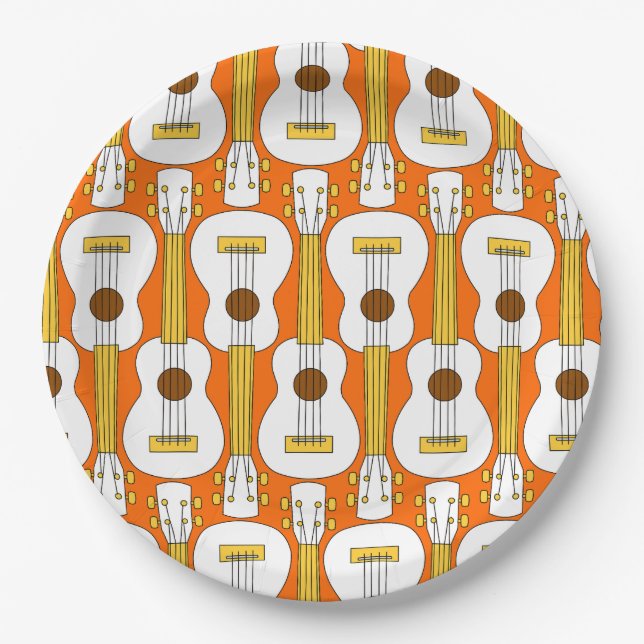 Vertical Ukulele Pattern Paper Plates (Front)