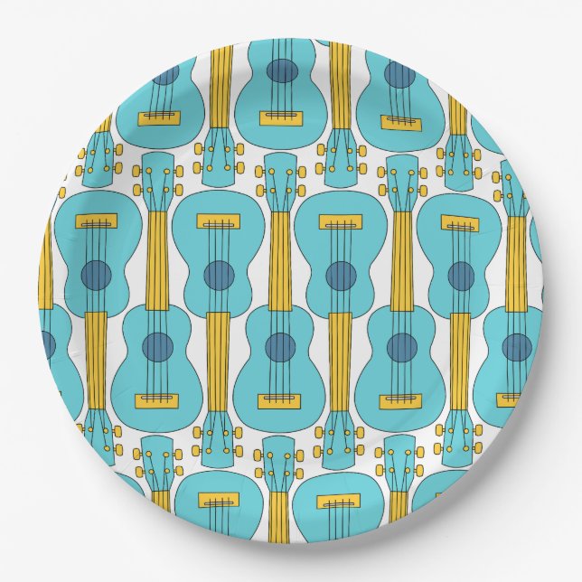 Vertical Ukulele Pattern Paper Plates (Front)