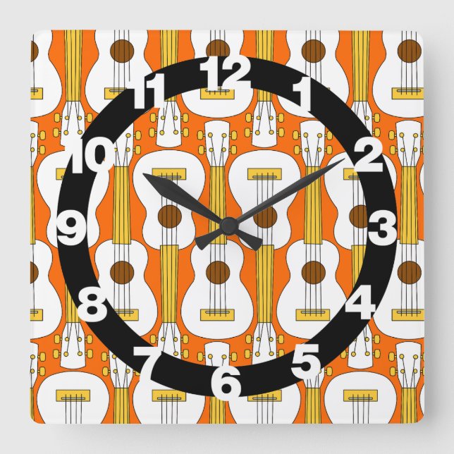 Vertical Ukulele Pattern  Square Wall Clock (Front)