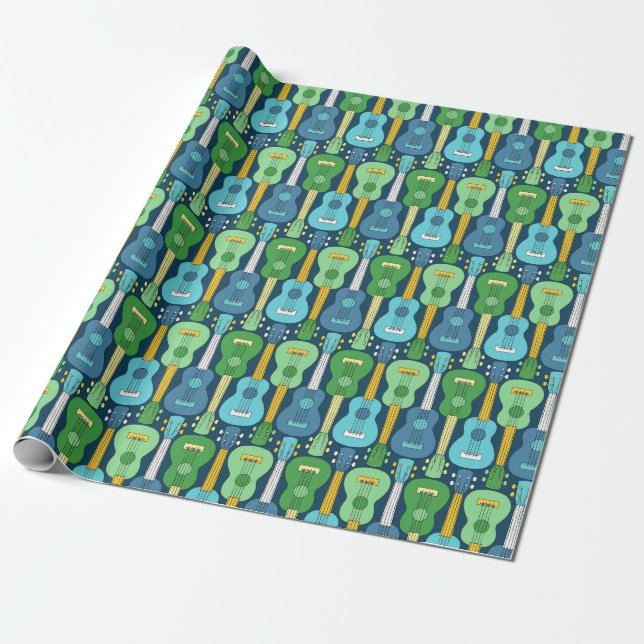Vertical Ukulele Pattern  Wrapping Paper (Unrolled)