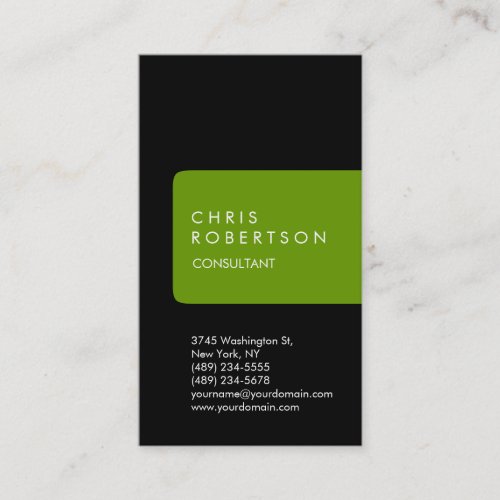 Vertical Unique Black Green Stripe Business Card