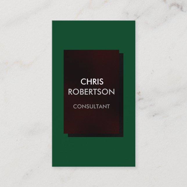 Vertical Up Forest Green Brown Red Business Card (Front)
