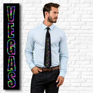 Vertical VEGAS Neon Graphic Black Tie