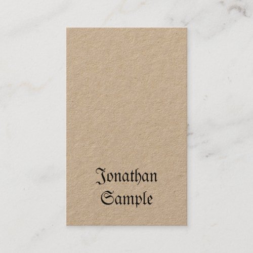 Vertical Vintage Nostalgy Classic Look Real Kraft Business Card