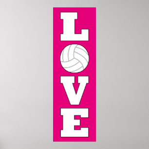 Vertical Volleyball Love Custom Color Poster