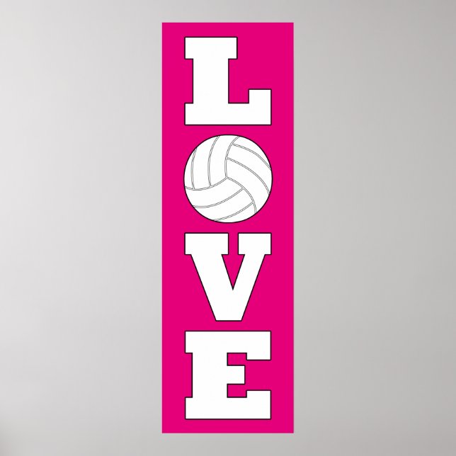 Vertical Volleyball Love Custom Color Poster (Front)