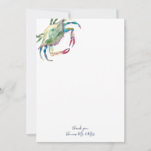 Vertical Watercolor Crab Thank You Cards