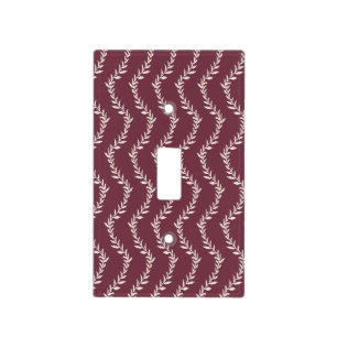 Vertical Wavy Botanical Vine Deep Burgundy Light Switch Cover