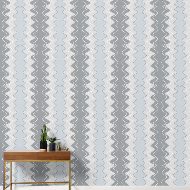 Vertical wavy stripes, different shades of gray wallpaper  (Hallway)