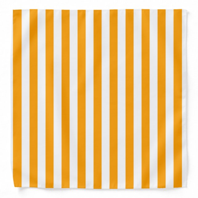 Vertical White and Orange Stripes HalloweenBandana Bandana (Front)