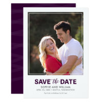 Vertical White Border Purple Save the Date Photo Card