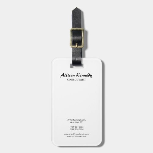 Vertical White Brush Script Calligraphy Name Luggage Tag