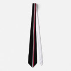 Vertical White, Crimson Stripes on Black Necktie
