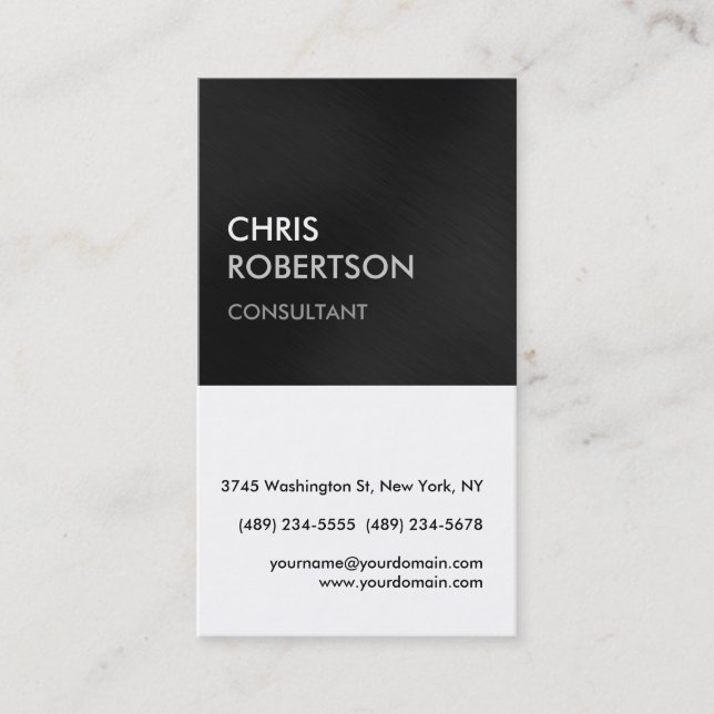 Vertical White Gray Attractive Business Card (Front)