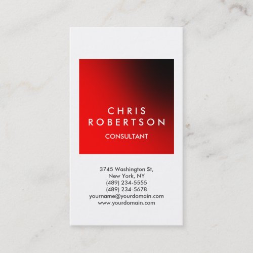 Vertical White Red Stripe Consultant Business Card