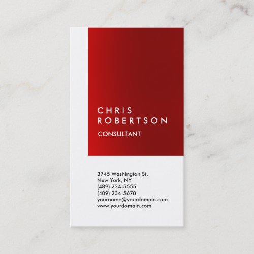 Vertical White Red Stripe Consultant Business Card