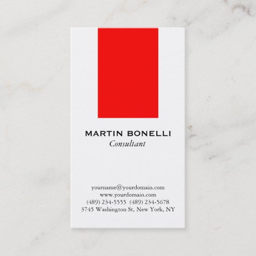 Vertical White Red Stripe Standard Business Card