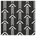 Vertical White Stripes and Chevrons on Black Fabric