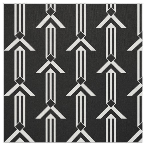 Vertical White Stripes and Chevrons on Black Fabric