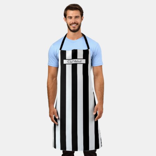 Vertical Wide Stripe DIY Colors Black White SV Apron