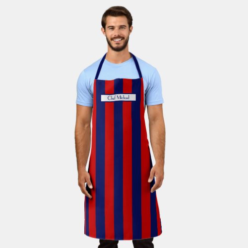 Vertical Wide Stripe DIY Colors Navy Red SV Apron