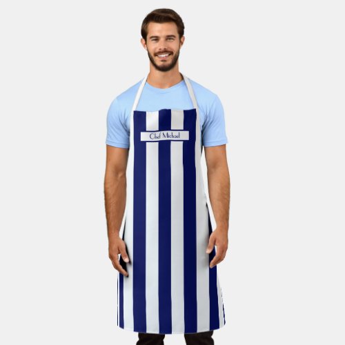 Vertical Wide Stripe DIY Colors Navy White SV Apron