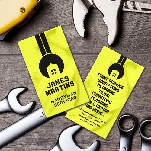 Vertical wrench home handyman  business card