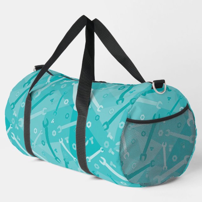 Vertical Wrench Pattern  Duffle Bag (Right Corner)