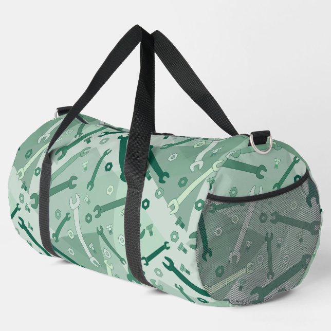 Vertical Wrench Pattern  Duffle Bag (Right Corner)
