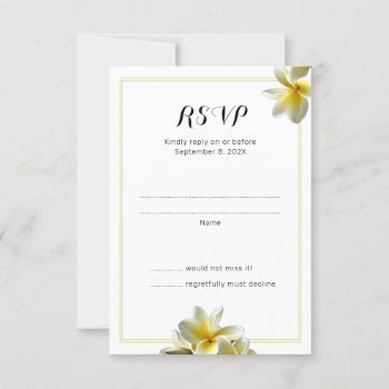 Vertical Yellow Plumeria Wedding Reply Cards by sandpiperWedding at Zazzle