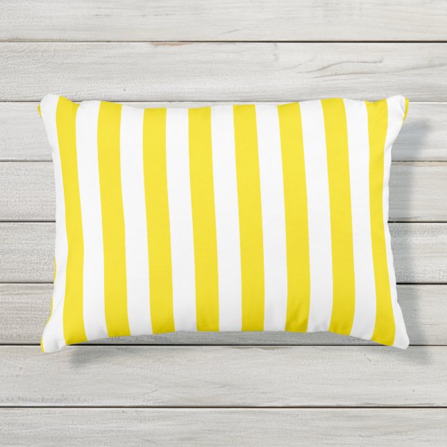 Vertical Yellow Stripes Outdoor Pillow (Front)