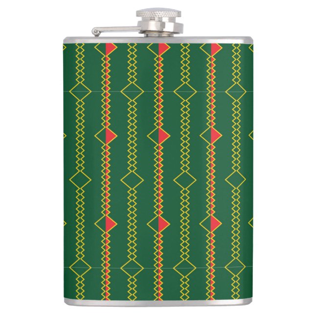 Vertical Zigzag Lines Green Digital Paper-72729 Flask (Front)
