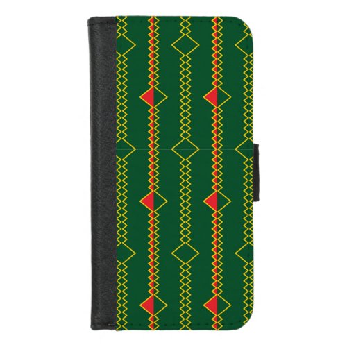 Vertical Zigzag Lines Green Digital Paper  iPhone 87 Wallet Case